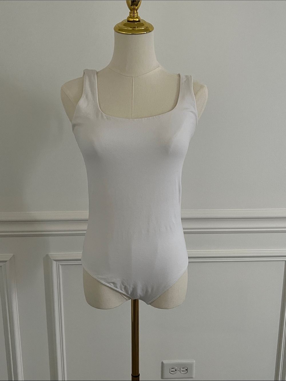 White Square Neck Bodysuit